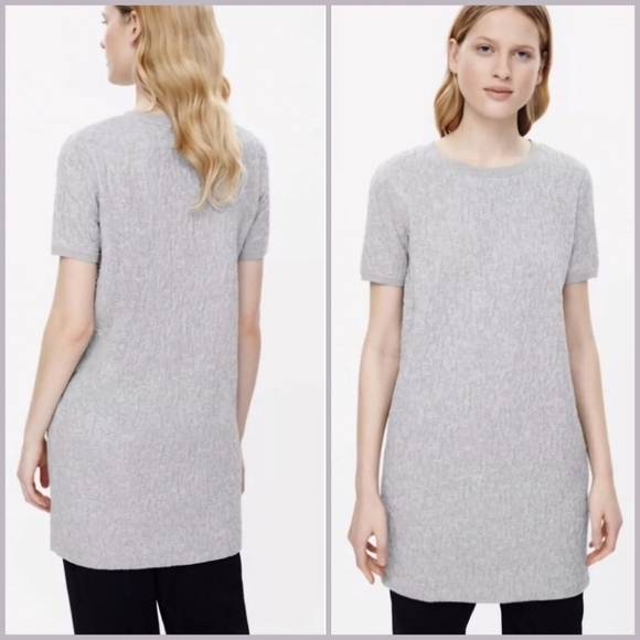 Cos Textured Short Sleeve Sweater Dress Gray size Small - Picture 1 of 16
